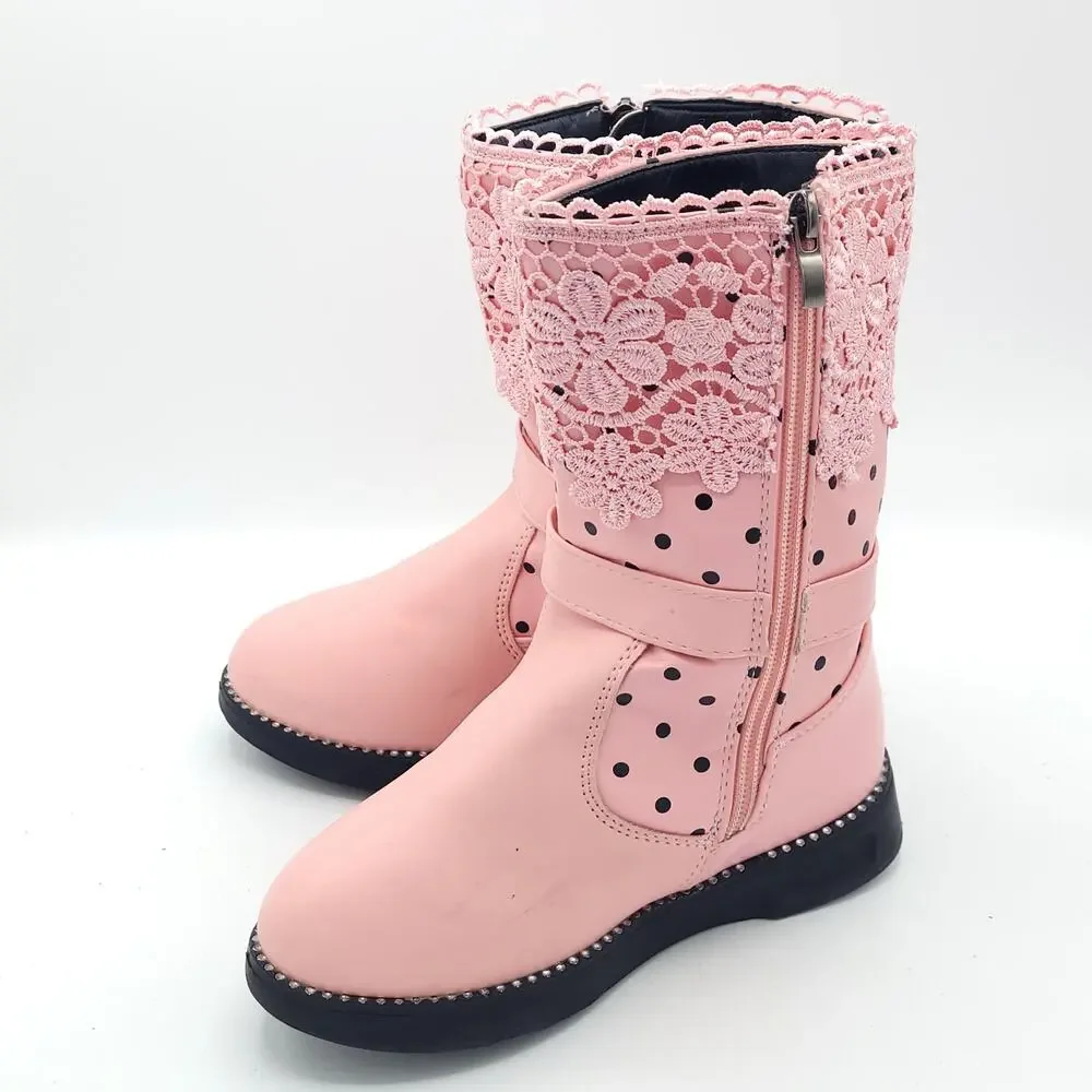 Mid-Calf Boots Lace Princess Waterproof  Boots Girls Size 2
